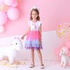 Magical Unicorn Printed Net Frock
