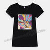 Beautiful Girl Leaf Painting Black Shirt 7333