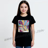 Beautiful Girl Leaf Painting Black Shirt 7333