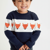 Fox Bunny Fox Face Blue Knitted Sweater 11535