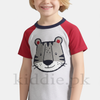 Baby Grey Panther Face with Maroon Sleeves T-shirt 1271