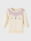 NME IT Fox Ecru Face Cream Knitted Sweater 11537