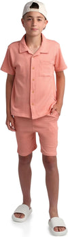 Ben Sherman Tea Pink Lining Shirt Shorts Set 13582