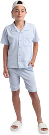 Ben Sherman Sky White Lining Shirt Shorts Set 13580
