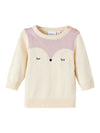 NME IT Fox Ecru Face Cream Knitted Sweater 11537