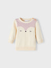 NME IT Fox Ecru Face Cream Knitted Sweater 11537