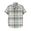 CRT White and Light Brown Cotton Check Causal Shirt 3781