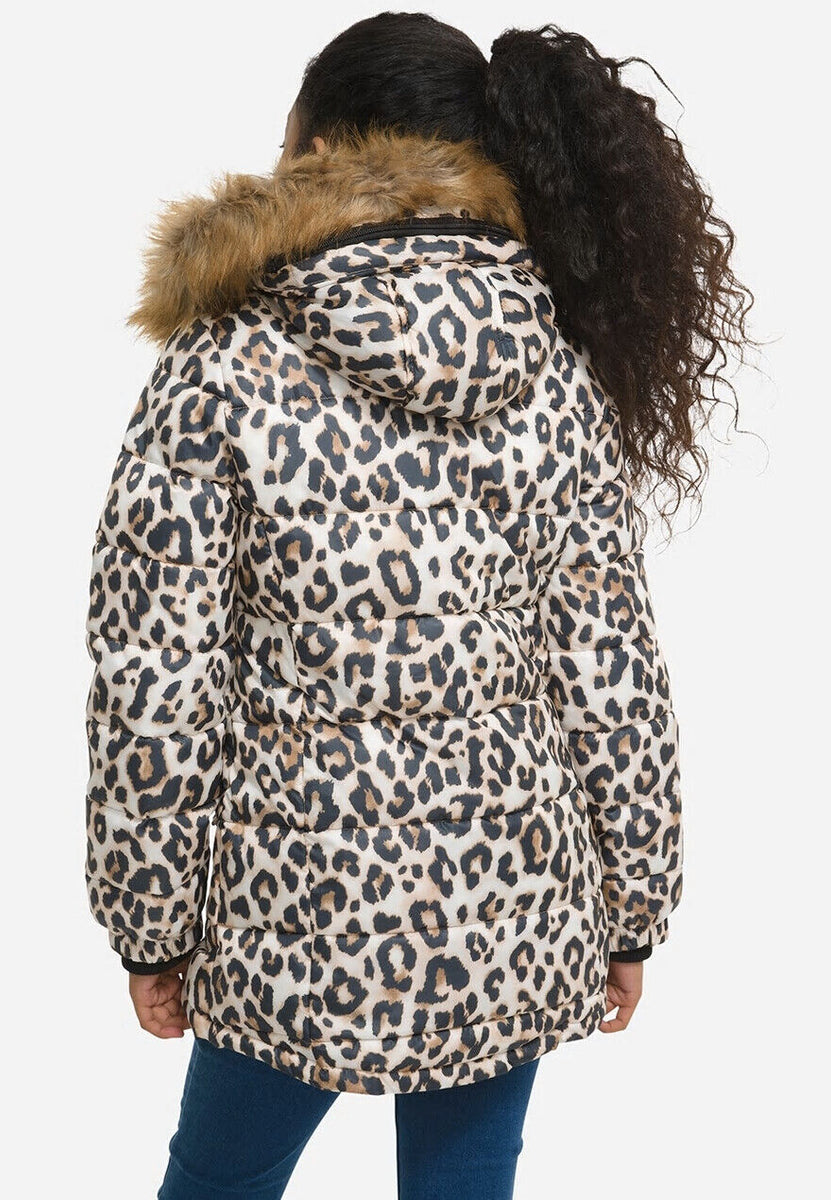 Leopard Girls Attitude Perka Jacket With Fur Inside 12492 kiddie.pk