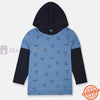 Cabus Game On Blue Hooded Full Sleeve Shirt 11359