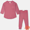 ZR Pink Waffle Texture Long Shirt Rib All Weather Tracksuit 5117