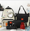 4 Set Backpack For Teenager Girl Waterproof High Capacity School Bags Female Student Cute BookBags