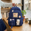 Cute Backpack Multi Pocket Canvas School Bag White Student Bag For Teenage
