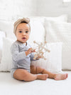 RIKI Grey Organic Cotton Full Sleeves Romper Bodysuit 13686