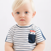 Baby White with Black Lining Front Pocket T-shirt 1348