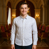 MN Square Pattern White Casual Shirt 11953