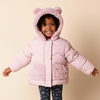 GRG Thick Fleece Lined Fur Trim Pink Hooded Puffer Jacket 13168