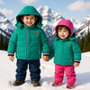 Pillon Thick Sherpa Lined Fur Trim Green Deattachable Hooded Puffer Jacket 13462