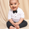 Gentelman Grey Pant Shirt Bow Suiting Set #13251