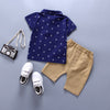 Anchor Cotton Short and Brown Button Polo Shirt Set #13600