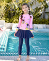Astronat Top with Skirt Trouser Pink Swimsuit 13652