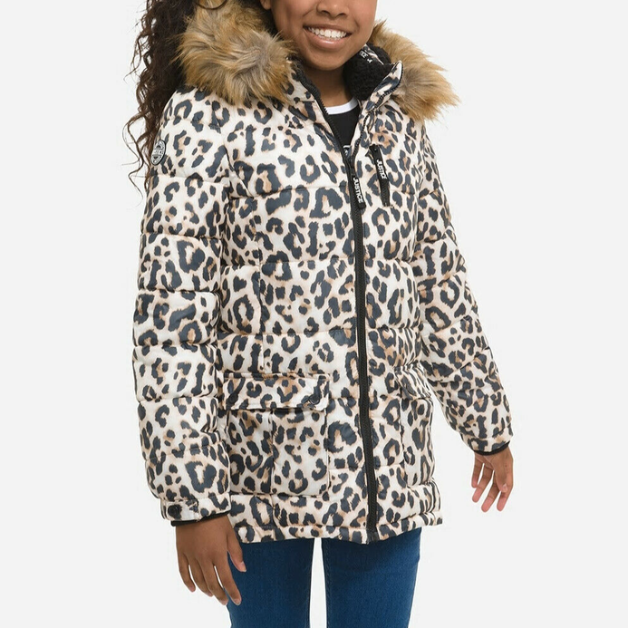 Leopard Girls Attitude Perka Jacket With Fur Inside 12492 kiddie.pk